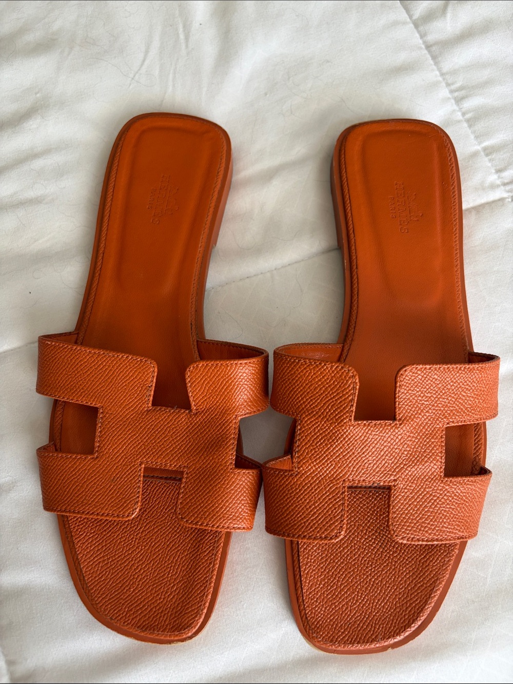 Hermes Orange Leather Slide - Picture 3 of 4